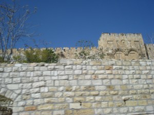 A brick wall at Jerusalem's Golden Gate
