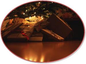 Gifts under tree-oval